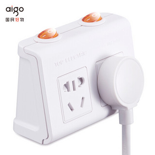 爱国者(aigo)多功能一转二插头 分控开关墙面扩展转换器 转化器 无线转换插座AZ0202