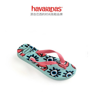 Havaianas哈维纳 Top Fun 2020新(哈瓦那)人字拖鞋女鞋 0642-淡黛青/花卉 适合 35-36码