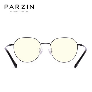 帕森(PARZIN) 防蓝光眼镜架 女士金属方框手机电脑护目镜男女通用 时尚潮款眼镜 15777L 黑色