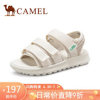 骆驼（CAMEL） 女鞋 青春减龄绒布魔术贴平底运动凉鞋 A025256130 米色 37