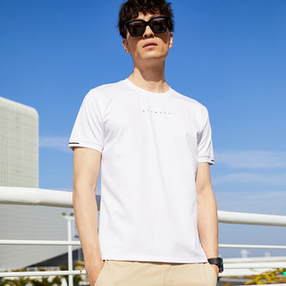 才子男装短袖T恤男 2020夏季款字母点缀缤纷多色韩版短袖打底衫82202E5420 白色 54(185/100A)