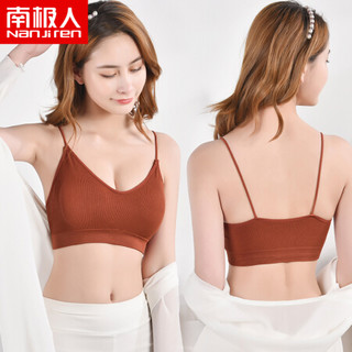 南极人 单件装 三角吊带抹胸 简约薄款女士内衣女聚拢上托无钢圈运动文胸胸罩美背文胸 黑色 均码