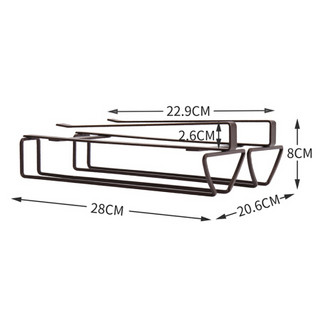 欧润哲 红酒杯架  日式扁铁下挂悬挂双排红酒杯架子