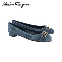 菲拉格慕(Salvatore Ferragamo) 20ss春夏 女士蓝色牛皮革芭蕾平底鞋 0726468_1D _ 80(送女友 送礼)