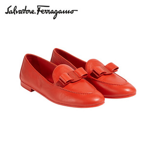 菲拉格慕(Salvatore Ferragamo) 女士蝴蝶结系列 20ss春夏红色羊皮革莫卡辛鞋0724680_1D _ 85(送女友)