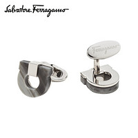 菲拉格慕(Salvatore Ferragamo) 20ss春夏 男士灰黑黄铜/环氧树脂袖扣0727244(送男友 送礼)