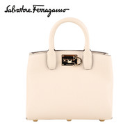 菲拉格慕(Salvatore Ferragamo) 20ss春夏 女士骨色/米色牛皮革手提包 0729034(送女友 送礼)