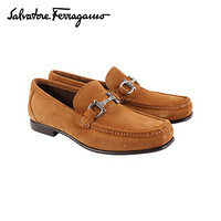 菲拉格慕(Salvatore Ferragamo) 20ss春夏 男士棕色牛剖层革便鞋0725285_3E _ 75(送男友 送礼)