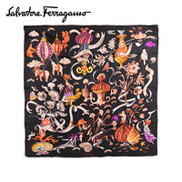 菲拉格慕(Salvatore Ferragamo) 20ss春夏 女士黑色桑蚕丝围巾0726118(送女友 送礼)