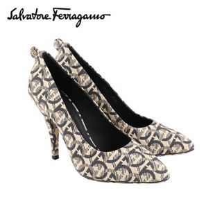 菲拉格慕(Salvatore Ferragamo) 20ss春夏 女士多彩色 织物高跟鞋 0726498_1D _ 85(送女友 送礼)