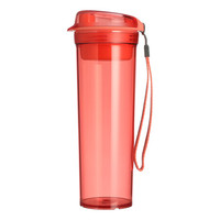 特百惠（Tupperware）晶彩MAX塑料杯 大容量运动密封防漏茶水分离水杯子带拎绳滤格  西柚红600ML