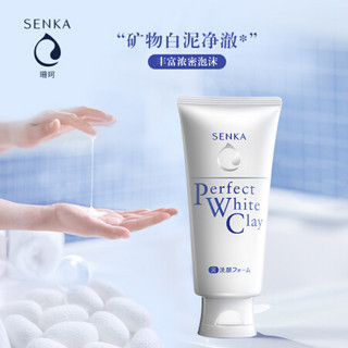 资生堂珊珂（SENKA）绵润白泥泡沫洗面奶120g（男女适用 日本原洗颜专科洁面乳）