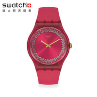 斯沃琪 Swatch瑞士手表  原创系列 瑰红指环 潮流时尚石英男女表SUOP111