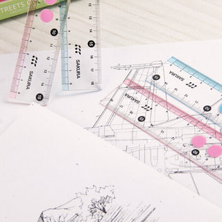 日本樱花(SAKURA)15CM尺子（粉色）学生尺子塑料直尺绘图画线 小学生文具系列