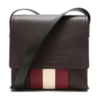 巴利 BALLY 男士皮质单肩斜挎包咖啡色红白条纹 BEIVIN 221 6226301