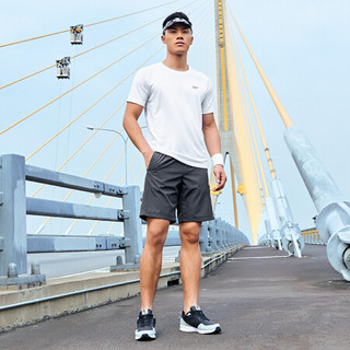乔丹 男装跑步套装短袖T恤运动短裤两件套 XNT2391216 白色/深灰 M
