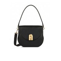 芙拉 FURLA SS20 春夏 女士 SLEEK系列 黑色 牛皮革 迷你 手提包斜挎包单肩包马鞍包 送女友 1045003
