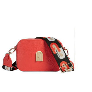 芙拉 FURLA SS20 春夏 SLEEK系列 牛皮革 橙红色 迷你尼龙肩带运动风方包斜挎包单肩包 送女友1057282