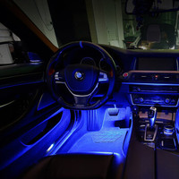 猛速 汽车氛围灯车内免改装车载LED装饰脚底灯USB七彩声控内饰灯音乐节奏气氛灯 24灯一拖二 USB插头