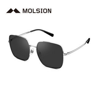 陌森 Molsion 陌森太阳镜男女2020年新款蔡徐坤同款眼镜方框金属大框墨镜MS7102 C90镜框银色丨镜片灰色