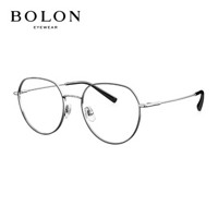 BOLON暴龙2020光学镜女款近视眼镜架复古休闲镜框BJ7127 B15-银色面画黑