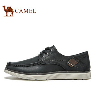 骆驼（CAMEL） 柔软牛皮通勤软底休闲皮鞋男 A012307230 黑色 40