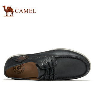 骆驼（CAMEL） 柔软牛皮通勤软底休闲皮鞋男 A012307230 黑色 40