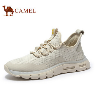 骆驼（CAMEL） 柔软套脚式飞织网布运动鞋男 A012161180 米色 42