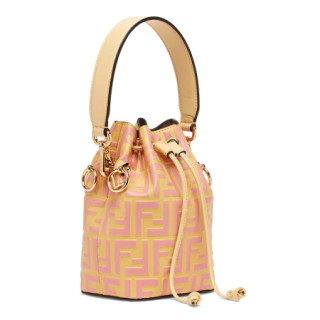芬迪 FENDI SS20春夏款 女士MON TRESOR系列FF老花小号水桶包手提斜挎包 8BS010 A659 F1B1I 粉色