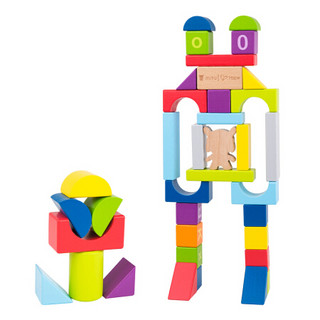 德国(Hape)儿童积木玩具男孩玩具女孩1-3-6岁拼搭宝宝玩具进口榉木70粒积木