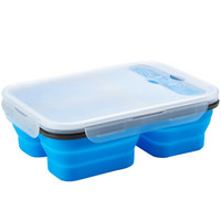 MAXCOOK 美厨 MCFT284 硅胶饭盒 3格 1500ml 蓝色