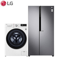 LG 冰洗套装10.5KG除菌速净喷淋滚筒洗衣机+613L新品变频无霜 WiFi操作对开门冰箱FLW10G4W+S630DS11B