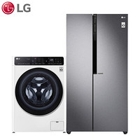 LG 冰洗套装10.5KG除菌洗烘一体滚筒洗衣机+613L变频无霜WiFi操作对开门冰箱FLK10R4W+S630DS11B