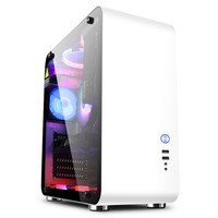 金河田(Golden field)白色MATE4铝合金主机箱 钢化玻璃侧透台式电脑机箱(支持ATX/MATX/MINI-ITX主板)
