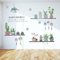 拜杰 文艺绿植墙贴 北欧清新植物花盆宿舍房间客厅装饰贴