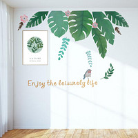 拜杰 创意清新绿色植物树叶墙贴 客厅卧室装饰品