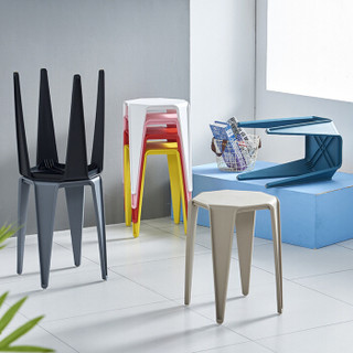 华恺之星 塑料凳子 家用休闲椅板凳餐椅子小边桌等位椅HK5063灰色