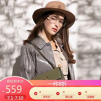 ELLE 牛皮女包斜挎包92267个性挂锁时尚链条斜跨单肩包 绿色