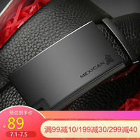 Mexican 稻草人 真皮皮带 男头层牛皮腰带商务休闲裤带自动扣6941237359421黑色I款 110-125cm