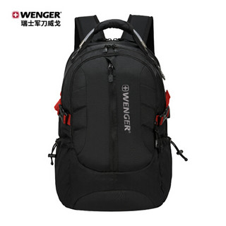 瑞士军刀威戈Wenger商务双肩包笔记本电脑背包15.6英寸大容量防泼水学生书包黑色织物610894