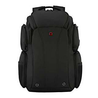 瑞士军刀威戈Wenger商务双肩包15.6英寸笔记本电脑背包可扩展防泼水超大容量黑色织物610186