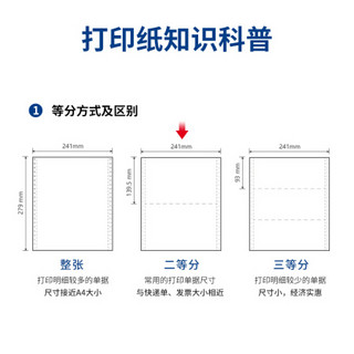 得力（deli）白令海一联二等分电脑打印纸 白色针式打印机纸 80列（撕边 色序:全白 1000页/箱）