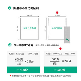 得力(deli)莱茵河四联二等分电脑打印纸 白色针式打印机纸 80列(撕边 色序:全白 1000页/箱)L241-4-1/2S