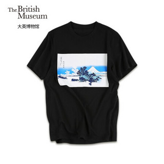 大英博物馆 The British Museum 富士山风景T恤 正版男女圆领情侣tee 黑色 XL