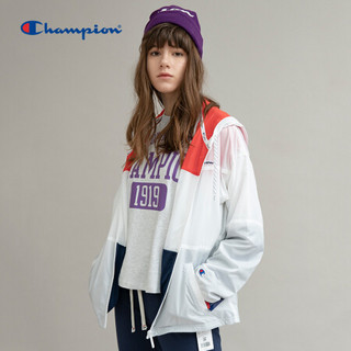 Champion冠军2020新款印花草写小Logo连帽拼接防风夹克女 多色 S