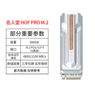 影驰 M.2 NVME 240480256G512G1TB SSD PCIE通道台式机电脑固态硬盘 HOFPro500G