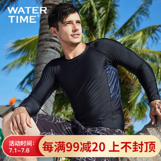 WATERTIME/蛙咚 潜水服 男长袖防晒游泳衣上衣防水母服速干漂流浮潜专业冲浪服 黑色上衣 L