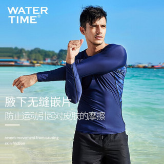 WATERTIME/蛙咚 潜水服 男长袖防晒游泳衣上衣防水母服速干漂流浮潜专业冲浪服 黑色上衣 L