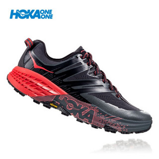 HOKA ONE ONE女飞速羚羊3快羚羊3减震平衡越野跑步鞋耐磨轻便缓冲运动 暗影灰/罂粟红 US 5.5/ 225mm