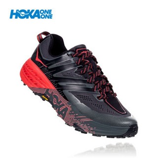 HOKA ONE ONE女飞速羚羊3快羚羊3减震平衡越野跑步鞋耐磨轻便缓冲运动 暗影灰/罂粟红 US 5.5/ 225mm